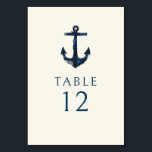 Nautical Anchor Navy Blue Modern Wedding Table Number<br><div class="desc">Nautical Anchor Navy Blue Modern Wedding Table Number</div>
