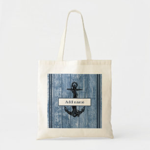 Nautical Anchor Navy Blue Name Back To School Tote Bag
