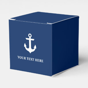 Nautical Anchor Navy Blue Personalised Favour Box
