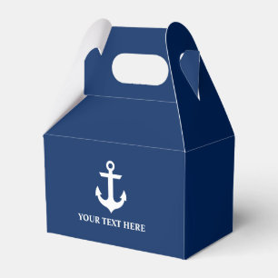 Nautical Anchor Navy Blue Personalised Gable Favour Box