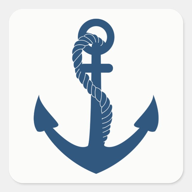 Nautical Anchor Navy Blue Sailor Beach Wedding Square Sticker (Front)