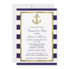 Nautical Anchor Navy Blue Stripe Engagement Party 
