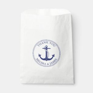Nautical Anchor Navy Blue Stripe Wedding Thank You Favour Bags