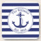 Nautical Anchor Navy Blue Stripes Family Name