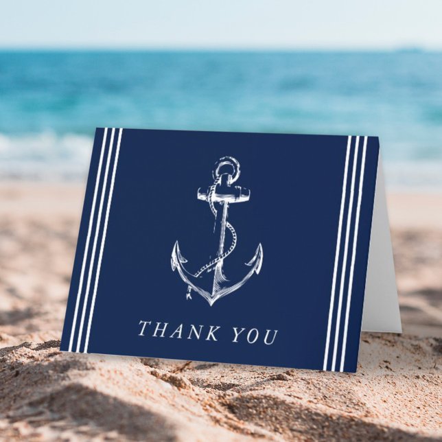 Nautical Anchor Navy Blue Thank You Card (Creator Uploaded)