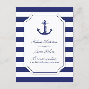 Nautical Anchor Navy Blue Wedding Details Enclosure Card