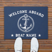 Nautical Anchor Navy Blue Welcome Aboard Boat Name