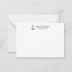 Nautical anchor navy blue white custom card