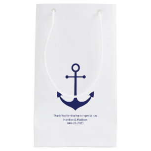 Nautical anchor navy blue white custom minimalist small gift bag