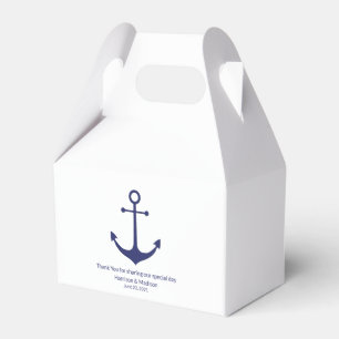 Nautical anchor navy blue white minimalist wedding favour box