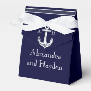 Nautical Anchor Navy Blue White Wedding Favour Box