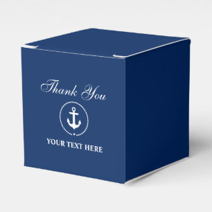 Nautical Anchor Navy Blue Your Text Thank You Favour Box