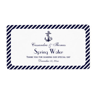 Nautical Anchor Navy Diag Stripe 2 BH Water Bottle