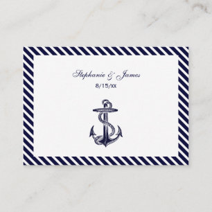 Nautical Anchor Navy Diag Stripe 2 Place Cards #2