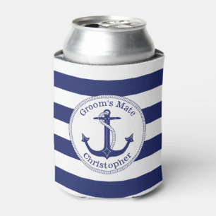 Nautical Anchor Navy Groom's Mate Bachelor Party Can Cooler