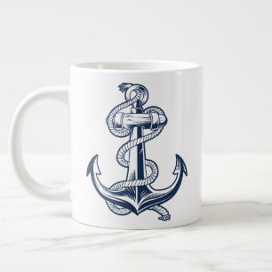 Nautical Anchor (Navy) Large Coffee Mug