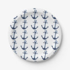 Nautical Anchor Navy Modern Boy Baby Shower Plate