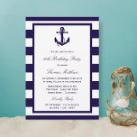 Nautical Anchor Navy Stripe Beach Birthday Party Invitation<br><div class="desc">Celebrate in style with these trendy birthday party invitations. The wording is easy to personalise and your guests will be thrilled when they receive these super stylish invites.</div>