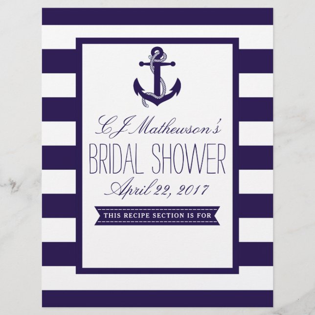 Nautical Anchor Navy Stripe Bridal Shower Divider (Front)