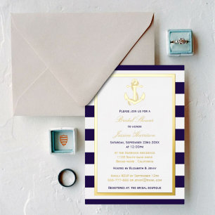 Nautical Anchor Navy Stripe Bridal Shower Real