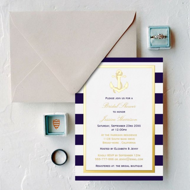 Nautical Anchor Navy Stripe Bridal Shower Real (Creator Uploaded)