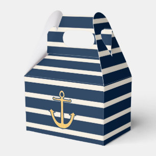 Nautical Anchor Navy Stripes Favour Box