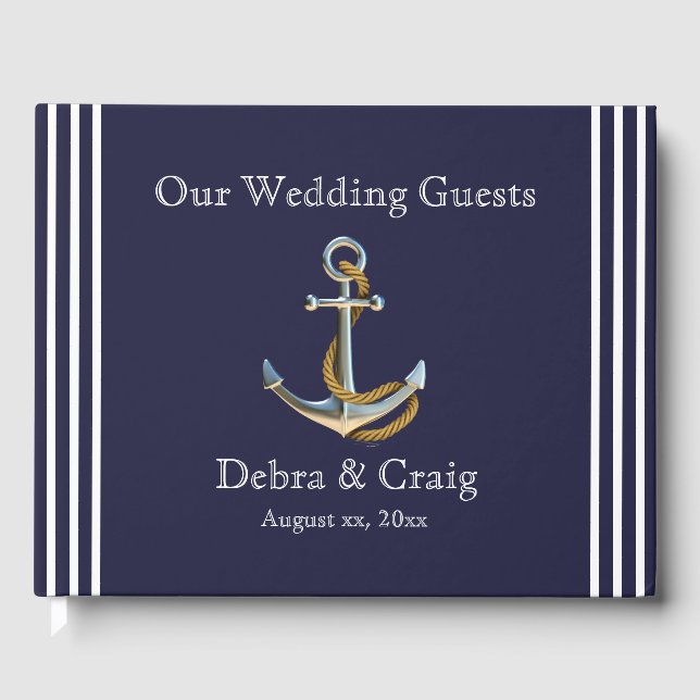 Nautical Anchor Navy Wedding Guestbook (Front)