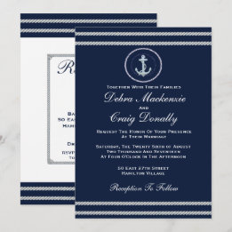Nautical Anchor, Navy Wedding Invitation