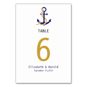 Nautical Anchor Navy Wedding. Table Number