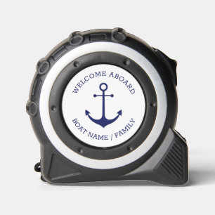 Nautical anchor navy white Welcome Aboard name 1