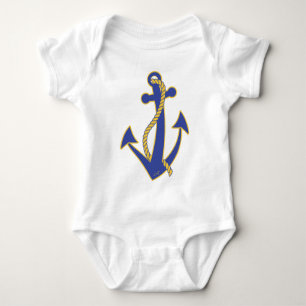 Nautical Anchor Navy with Gold Rope Baby Bodysuit