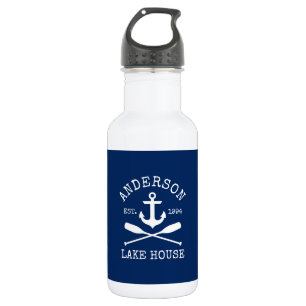 Nautical Anchor Oars Family Lake House Navy Blue  532 Ml Water Bottle