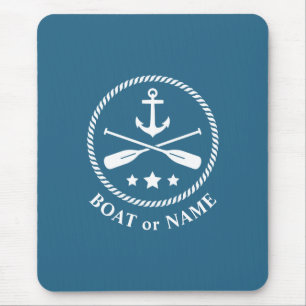 Nautical Anchor & Oars Paddles Your Boat or Name Mouse Mat