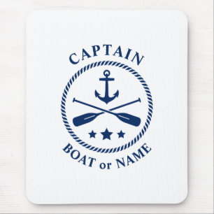 Nautical Anchor & Oars with Captain Boat or Name Mouse Mat