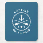 Nautical Anchor & Oars with Captain Boat or Name Mouse Mat<br><div class="desc">Nautical Anchor and oars - Paddles with Captain Title and Your Personalised Name or Boat Name Mouse Pad.</div>