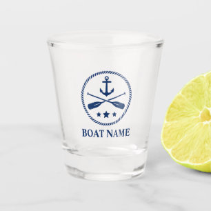 Nautical Anchor & Oars with Your Boat Name Shot Glass