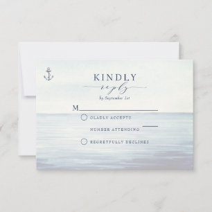 Nautical Anchor Ocean Watercolor RSVP Card