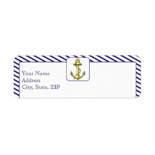 Nautical Anchor on Blue Stripe Return Address