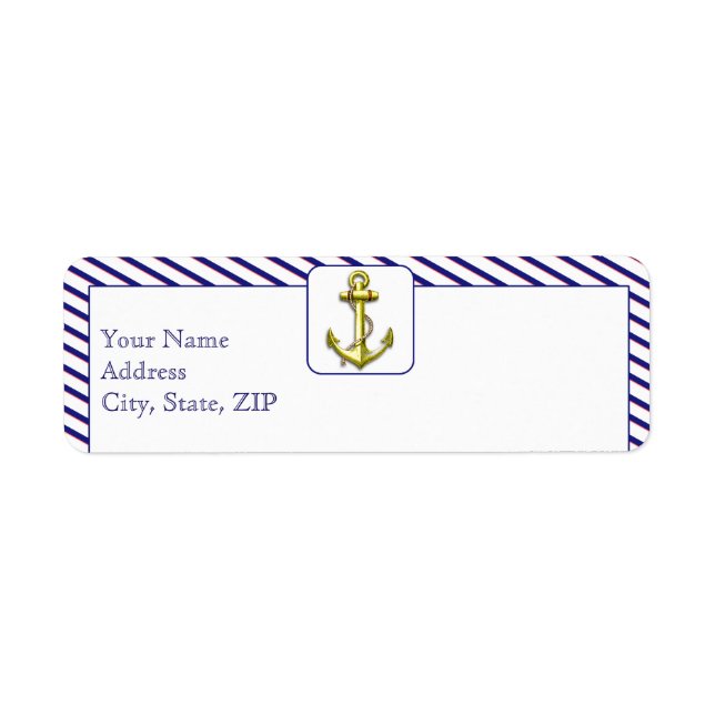 Nautical Anchor on Blue Stripe Return Address (Front)