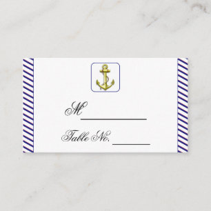 Nautical Anchor on Blue Stripe Wedding Place Card