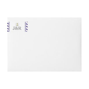 Nautical Anchor on Blue Wedding Wrap Around Label