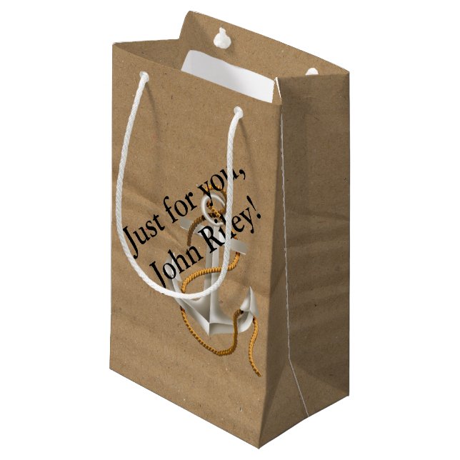 Nautical Anchor on Cardboard Small Gift Bag (Front Angled)
