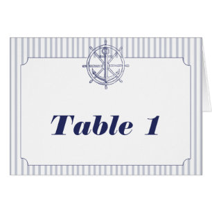 Nautical Anchor on Grey Stripe Table Number tent