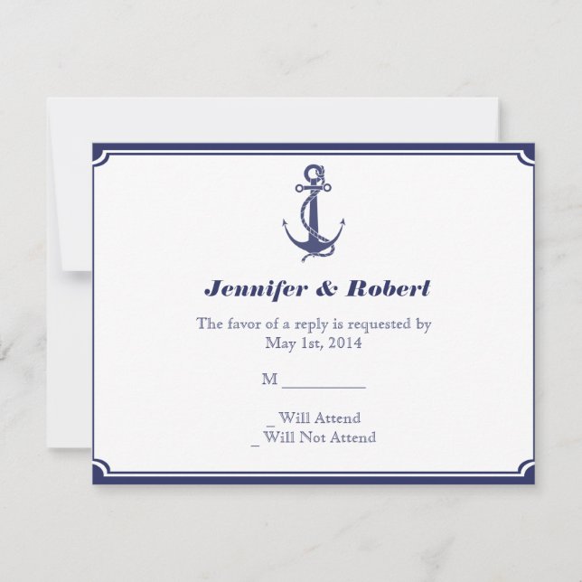 Nautical Anchor on Navy Response Card (Front)