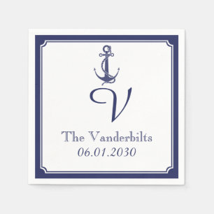 Nautical Anchor on Navy Wedding Napkin