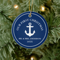 Nautical Anchor Our First Christmas Blue