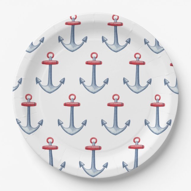 Nautical Anchor Paper Plates (Front)