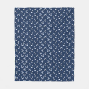 Nautical Anchor Pattern Fleece Blanket