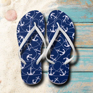 Nautical Anchor Pattern Flip Flops