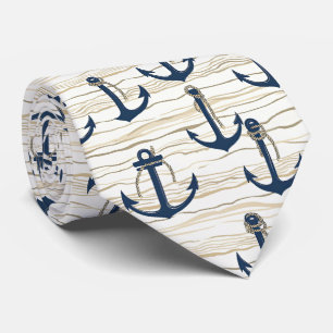 Nautical Anchor Pattern on Driftwood (1) Tie